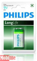 Батарейка Philips Longlife 9V крона 6F22-L1B