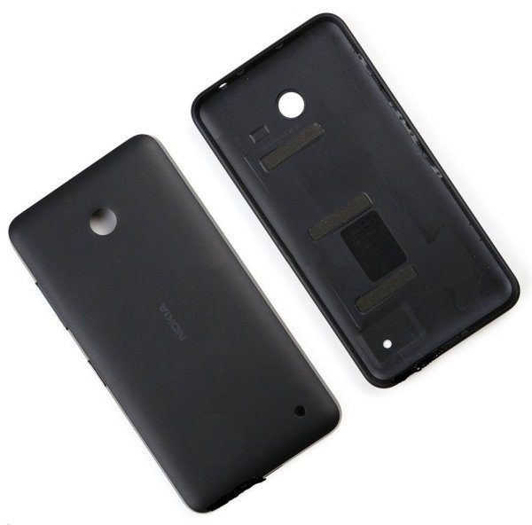 Задняя крышка Nokia 630, 635, 636, 638 Lumia Dual Sim с боковыми кнопками черная - 540281