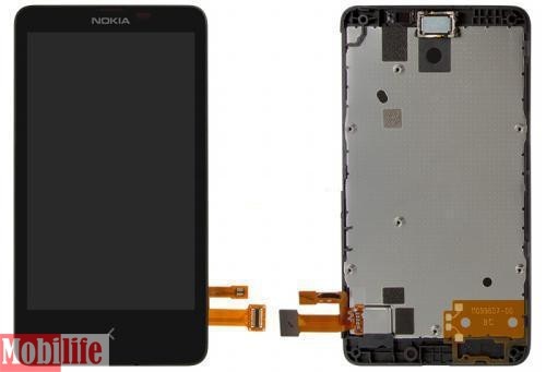 Дисплей для Nokia X Dual SIM, (RM-980) с сенсором и рамкой черный - 546710