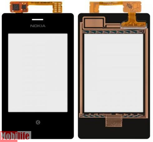 Сенсорное стекло (тачскрин) для Nokia Asha 503 черный с передней панелью Оригинал