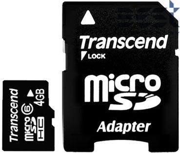 Карта памяти Transcend 4 Gb microSDHC class 6 + Adapter - 112377