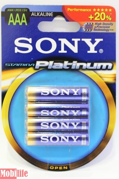 Батарейка Sony AAA LR03 Stamina Platinum 4шт. Цена 1шт. - 201025