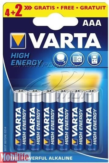 Батарейка Varta AAA LR03 6шт 4+2 High ENERGY 04903121436 Цена 1шт. - 201885