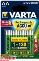 Аккумулятор Varta AA HR06 2100mAh R2U NiMh 4шт LONGLIFE ACCU 56706101404 Цена упаковки.