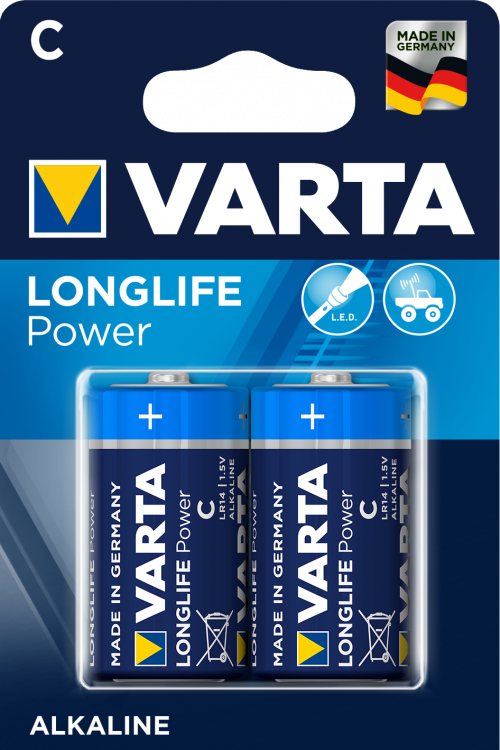 Батарейка Varta C LR14 2шт Longlife Power 04914121412 Цена упаковки. - 201890