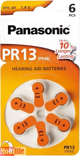 Батарейка для слуховых апаратов Panasonic zinc-air 13 (PR13, ZA13, P13, s13, 13HPX, DA13, 13DS, PR48, HA13, 13AU, AC13) Цена 1шт. - 543969