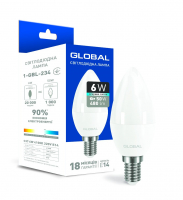 Светодиодная лампа (LED) Global 1-GBL-234 (C37 CL-F 6W 4100K 220V E14)