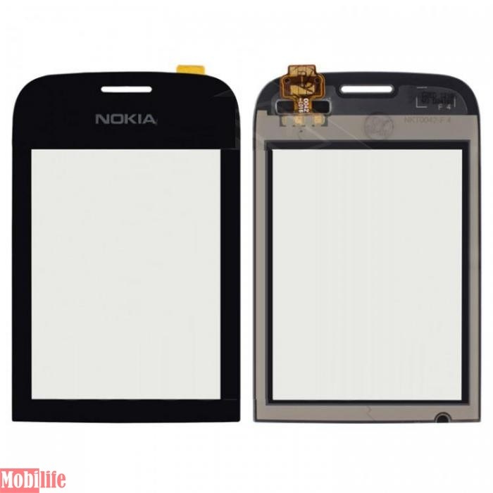 Сенсорное стекло (тачскрин) для Nokia Asha 202 с рамкой Черный OR
