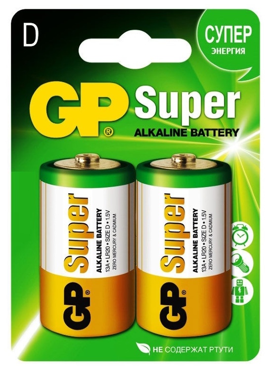 Батарейка GP D LR20 Super 2шт Цена упаковки. - 512397