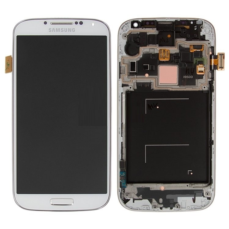 Дисплей для Samsung i9500 Galaxy S4 с сенсором и рамкой белый - 542680