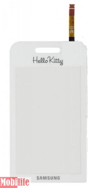 Сенсорное стекло (тачскрин) для Samsung S5230 Star белый hello kitty