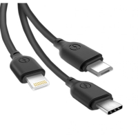 Дата-кабель USB XO NB103, 3в1, 2.1A Quick Charge Type-C+Micro+Lightning, 1m, black