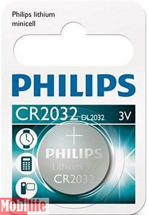 Батарейка Philips Lithium CR2032 1шт - 512403