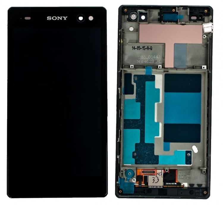 Дисплей для Sony D2502 Xperia C3 Dual, D2533 с сенсором и рамкой черный - 546629