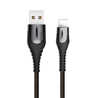 Дата-кабель USB XO NB138 Quick Charge Led Light (підсвічування) Lightning тканинний dark green/grey