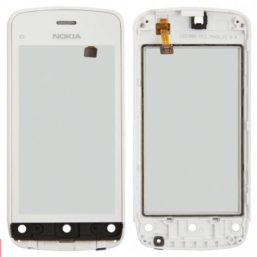 Тачскрин Nokia C5-03, C5-05, C5-06 с передней панелью Белый
