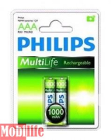 Аккумулятор Philips MultiLife Ni-MH AAA, R03 1000mAh 2шт Цена 1шт.