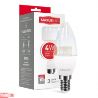 Светодиодная лампа (LED) MAXUS 1-LED-5314 (C37 CL-C 4W 4100K 220V E14)