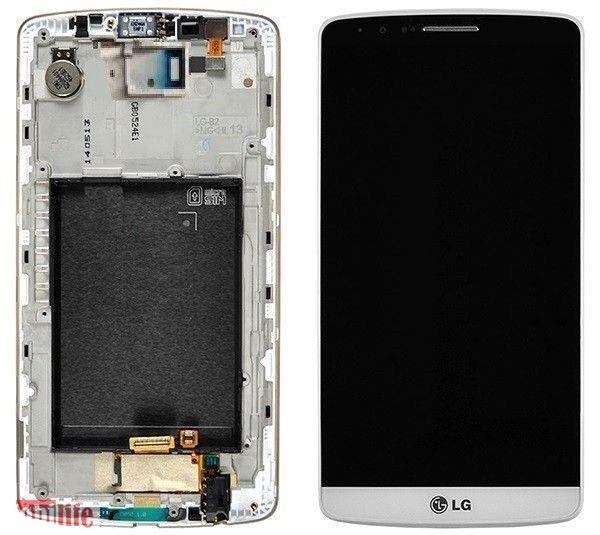 Дисплей для LG G3 D855, D858, D859 с сенсором и рамкой Белый (Оригинал) - 542700