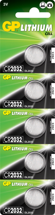 Батарейка GP CR2032 (CR2032-U5) 5шт Цена за 1 елемент - 533083