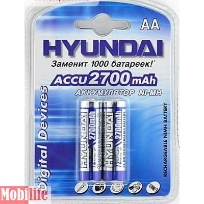 Аккумулятор Hyundai R06 AA 2шт 2700 mAh Ni-MH - 500454