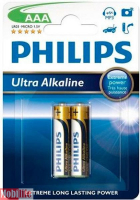 Батарейка Philips Ultra Alkaline AAA LR03-E2B 2шт Цена упаковки.