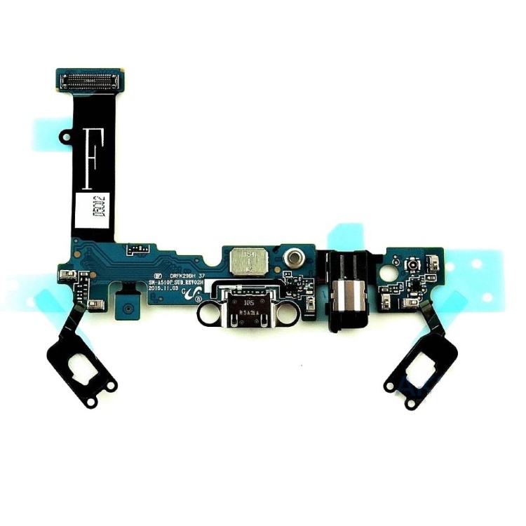 Шлейф Samsung A510 Galaxy A5 (2016) коннектора зарядки, коннектора наушников, микрофона, с компонентами - 548138