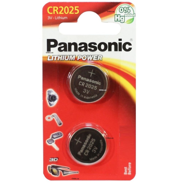 Батарейка Panasonic CR2025 bat 3B Lithium 2шт CR-2025EL2B Цена упаковки. - 532613