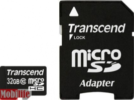 Карта памяти Transcend 32 Gb microSDHC Class 10 + SD Adapte TS32GUSDHC10