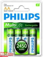 Аккумулятор Philips MultiLife Ni-MH AA, R6 2450mAh 4шт Цена 1шт.