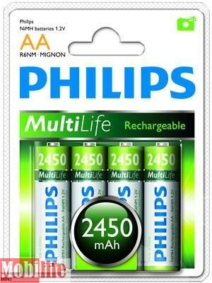 Аккумулятор Philips MultiLife Ni-MH AA, R6 2450mAh 4шт Цена 1шт. - 500462