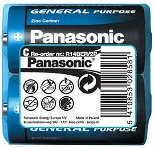 Батарейка Panasonic C Carbon-Zinc 2шт General Purpose (R14BER2P) Цена за 1 елемент - 532695