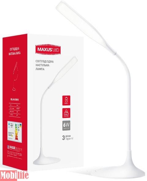 Настольная лампа светодиодная (Led) Maxus DKL 6W 4100K WH Square (1-DKL-001-01) - 550425