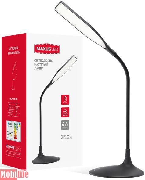Настольная лампа светодиодная (Led) Maxus DKL 6W 4100K BK Square (1-DKL-002-01) - 550428