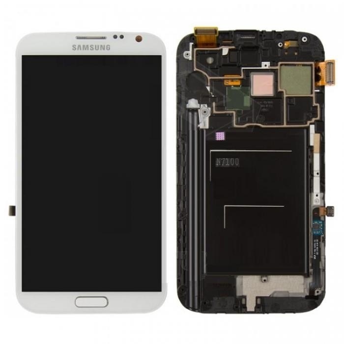 Дисплей для Samsung N7100 Galaxy Note 2 с сенсором и рамкой Белый Оригинал - 537087