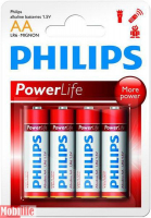 Батарейка Philips PowerLife AA LR06-P4B 4шт Цена 1шт.