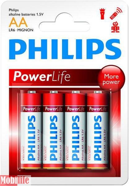 Батарейка Philips PowerLife AA LR06-P4B 4шт Цена 1шт. - 511541