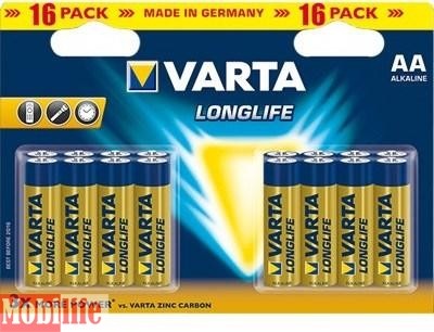 Батарейка Varta AA LR06 16шт LongLife Extra (04106214416) - 539943