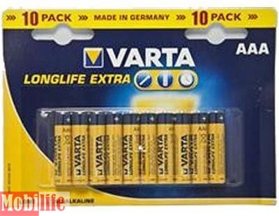 Батарейка Varta AAA LR03 10шт LongLife Extra (04103101461) - 539944