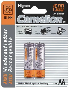 Аккумулятор Camelion AA R06 2шт 1500 mAh Ni-MH Цена упаковки. - 530213