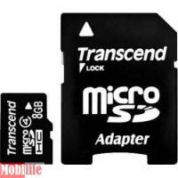 Карта памяти Transcend 8 Gb microSDHC class 4 + Adapter