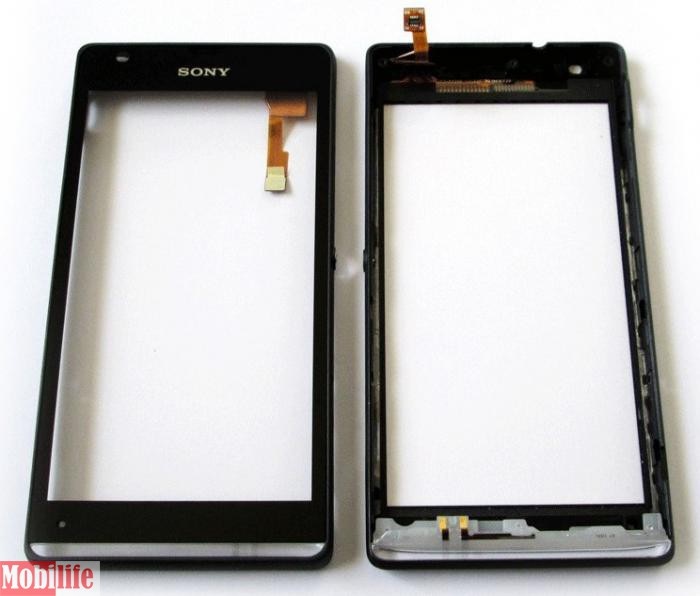 Сенсорное стекло (тачскрин) для Sony C5302 M35h Xperia SP, C5303 M35i Xperia SP с рамкой и боковыми кнопками черный