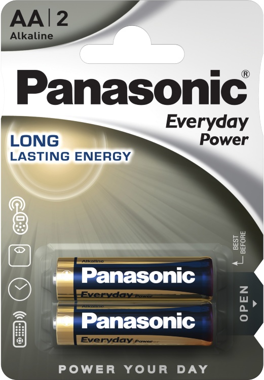 Батарейка Panasonic AA LR06 Everyday Power Alkaline 2шт LR06REE2BR Цена упаковки. - 532619