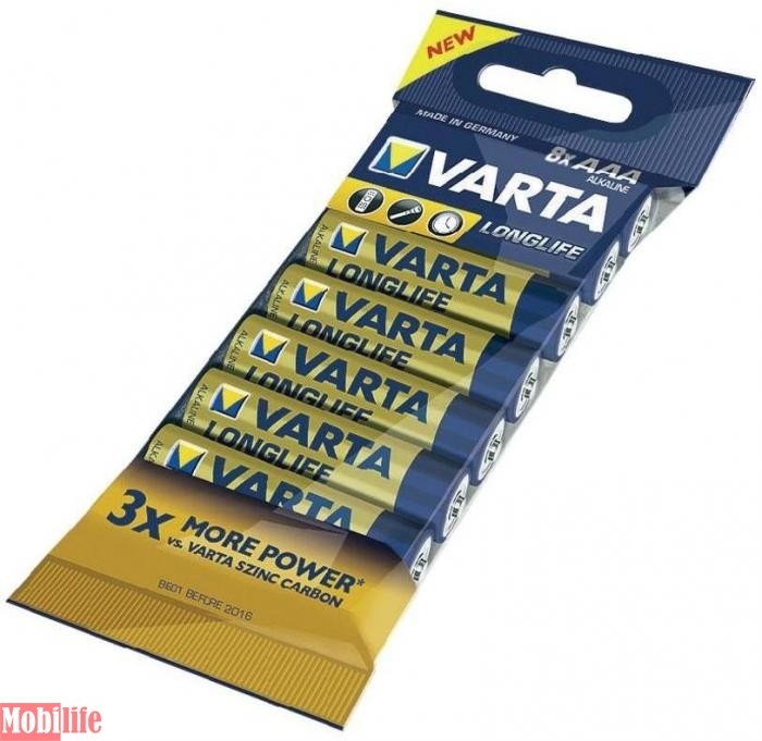 Батарейка Varta AAA LR03 8шт LongLife Extra 04103101328 Цена 1шт. - 512458