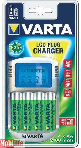Зарядное устройство VARTA Power LCD Charger 4xAA 2100, USB (57670101451) - 539960