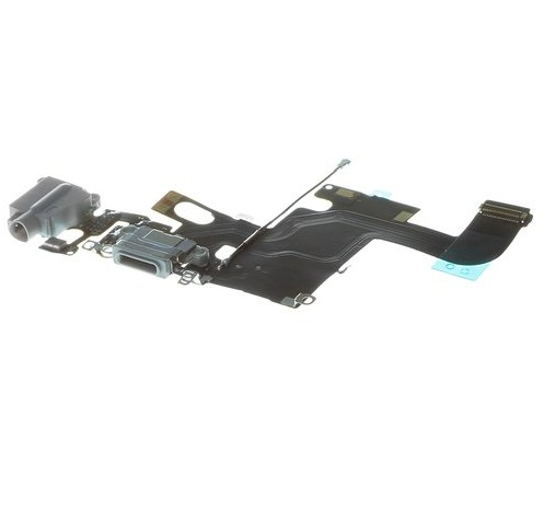 Шлейф Apple iPhone 6 с коннекторами зарядки и наушника серый - 545092