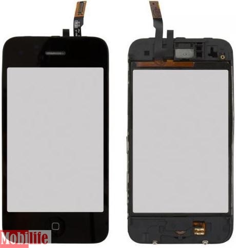 Сенсорное стекло (тачскрин) для iPhone 3GS с кнопкой HOME с рамкой черный