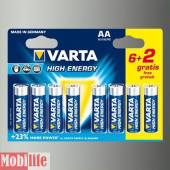Батарейка Varta AA LR06 8шт 6+2 High ENERGY 04906121428 Цена 1шт. - 203645