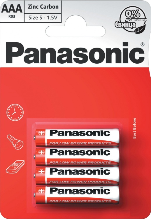 Батарейка Panasonic AAA LR03 Carbon-Zinc 4шт Special (R03REL4BP) Цена за 1 елемент - 532629