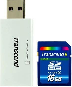 Transcend 16 GB SDHC Class 6 + S5 Card Reader - 114145